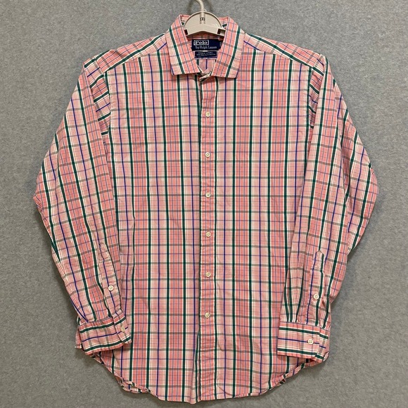 Polo Ralph Lauren Other - POLO RALPH LAUREN Men's L Estate Sport Cotton Pink Green Plaid Button Up Shirt